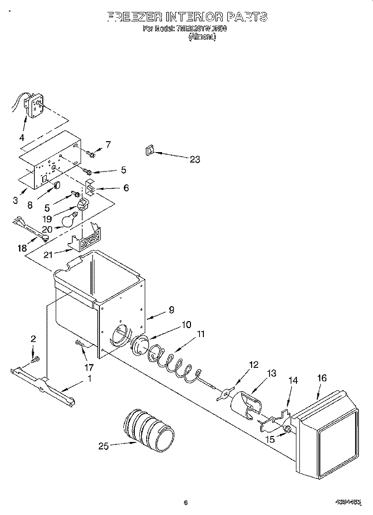 FREEZER INTERIOR Diagram and Parts List for 7MED20TWDN00  Whirlpool Refrigerator