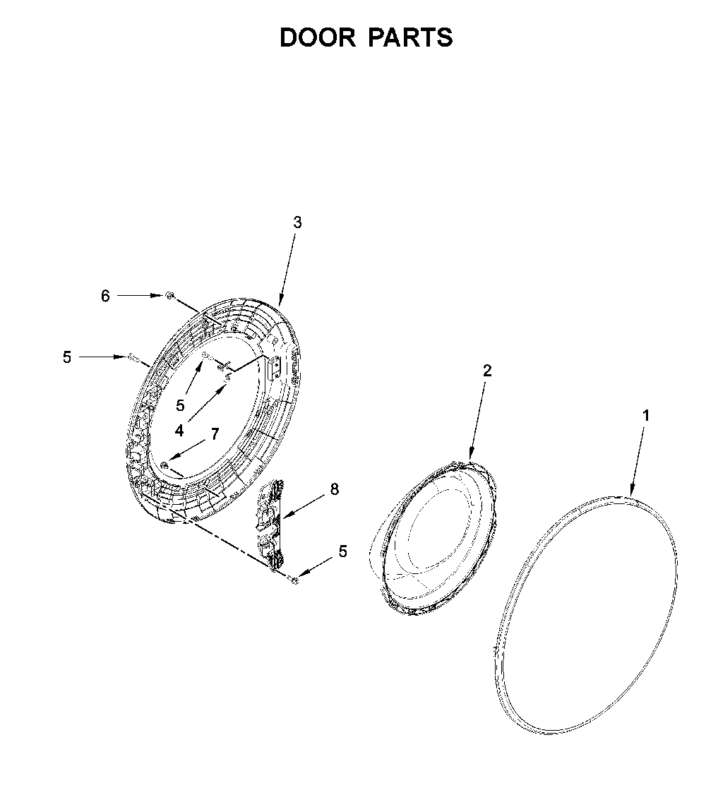 Door parts Diagram and Parts List for 7MWFW6621HC2  Whirlpool Washer
