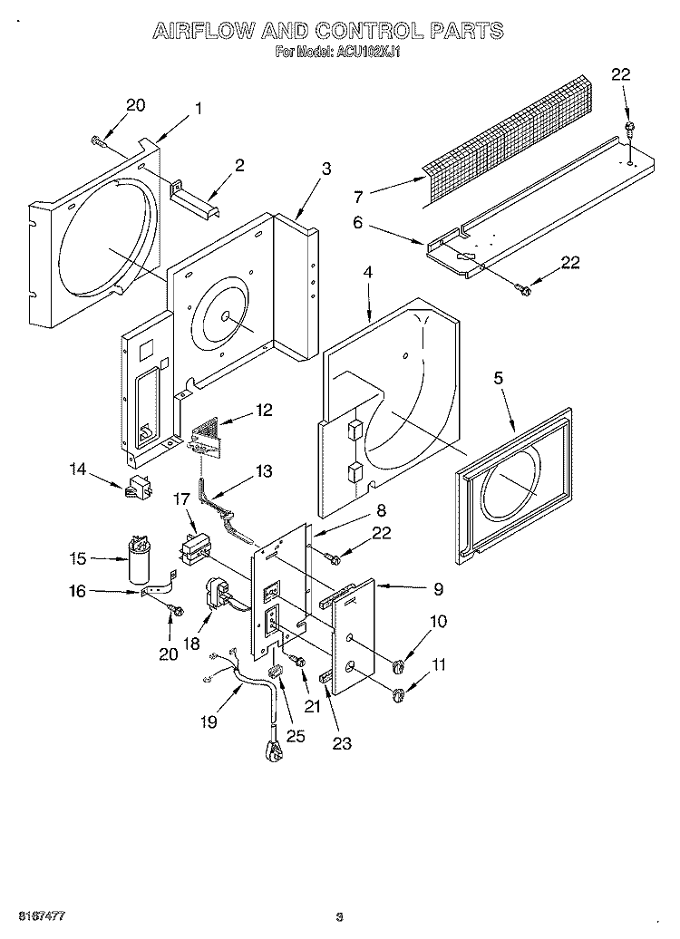 SECTION Diagram and Parts List for ACU102XJ1  Whirlpool Air Conditioner