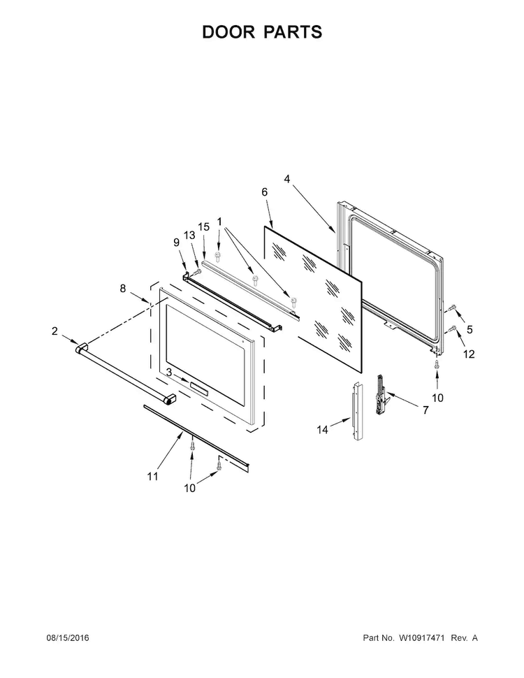 Door Parts Diagram and Parts List for KSEB900ESS1  KitchenAid Range
