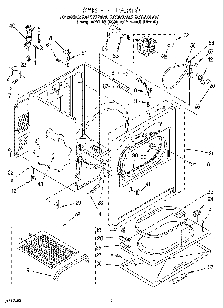 CABINET Diagram and Parts List for KGYS850GQ0  KitchenAid Dryer