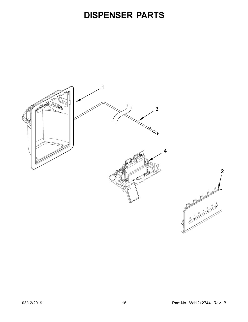 Dispenser Parts Diagram and Parts List for WRS315SDHB00  Whirlpool Refrigerator