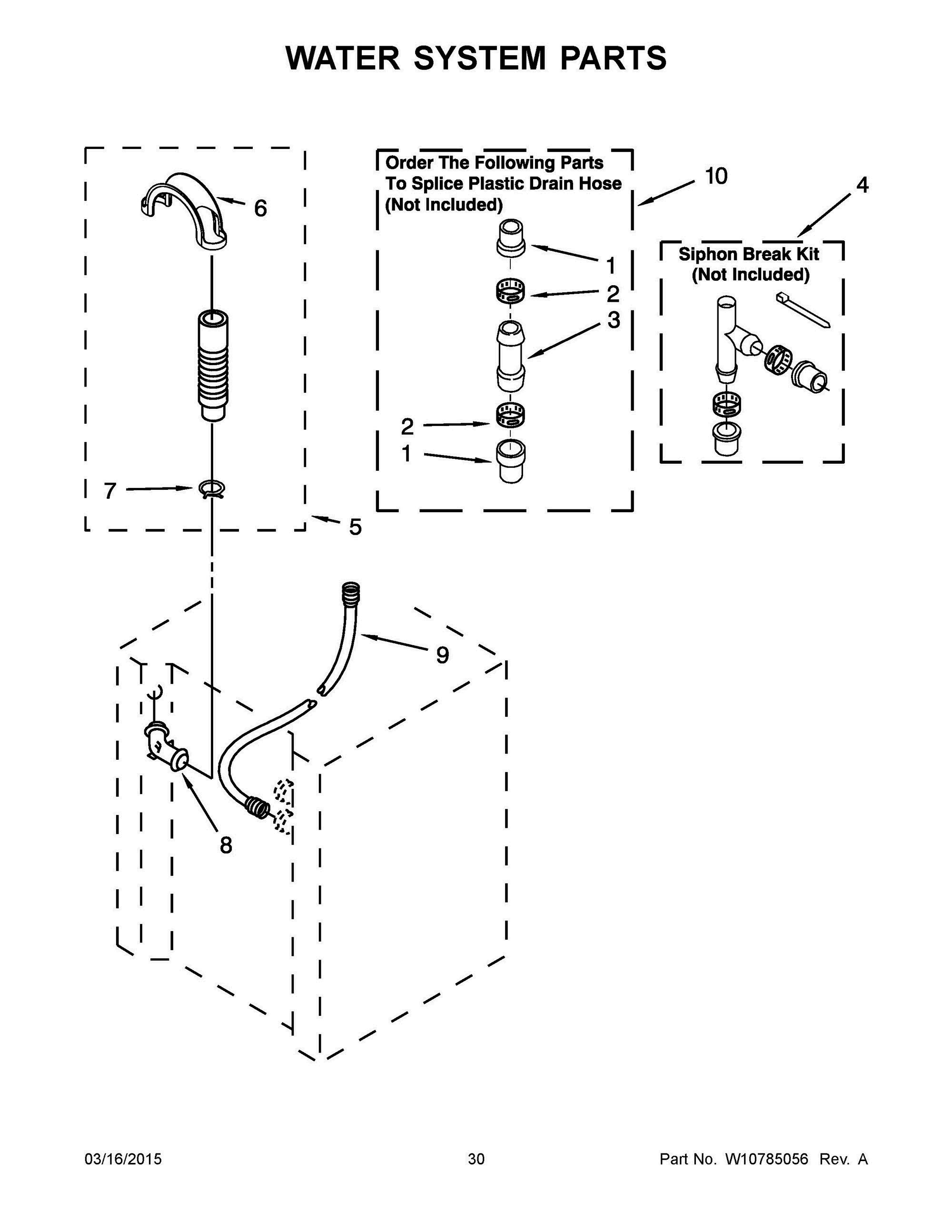 16 - WATER SYSTEM PARTS Diagram and Parts List for YWET4024EW0  Whirlpool Washer Dryer Combo
