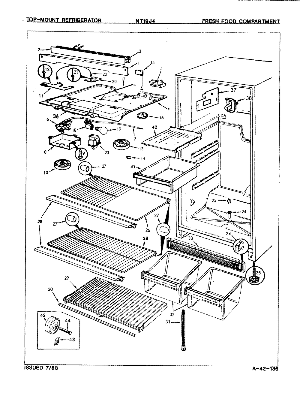 03 - Fresh Food Compartment Diagram and Parts List for NT19J4  Whirlpool Refrigerator