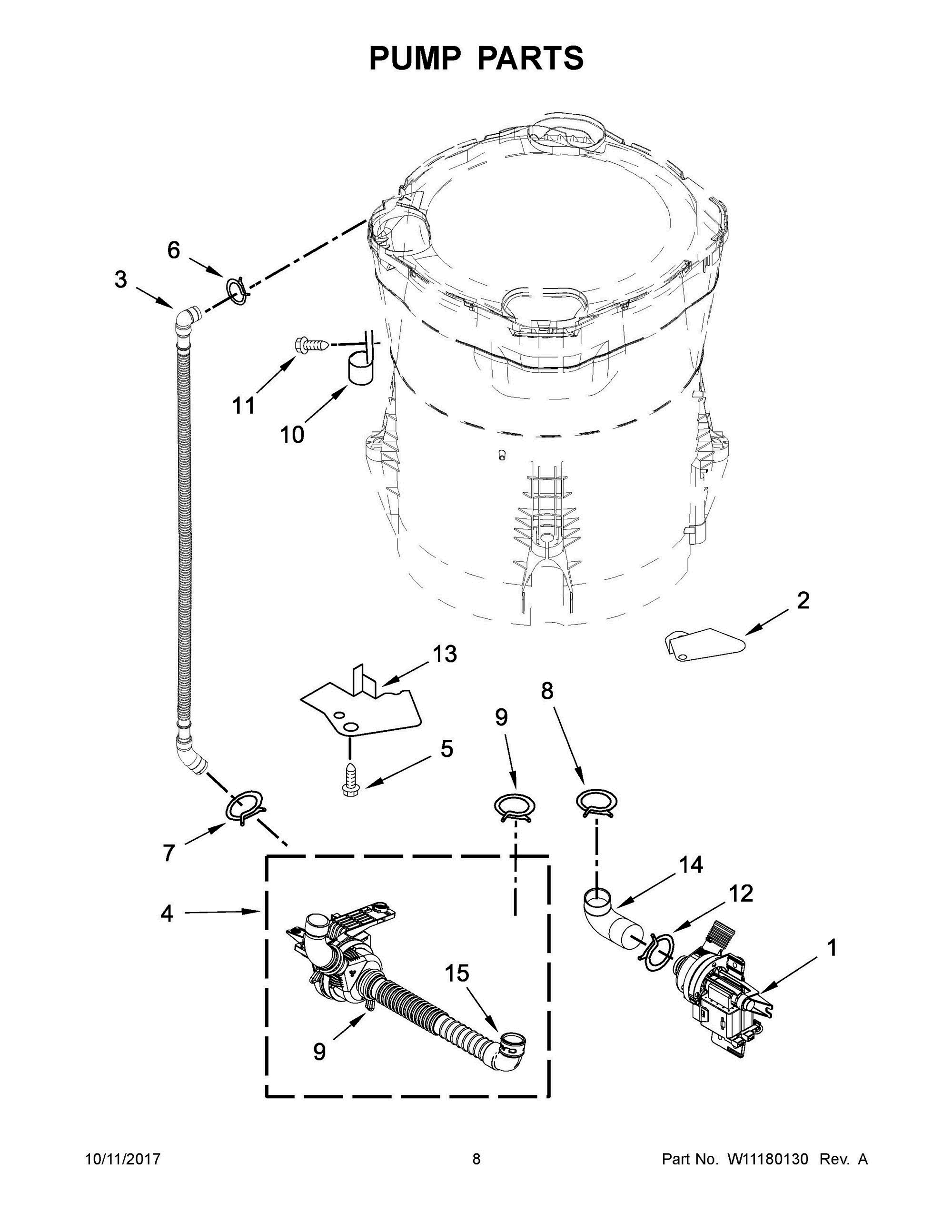 05 - PUMP PARTS Diagram and Parts List for WTW8500DW4  Whirlpool Washer
