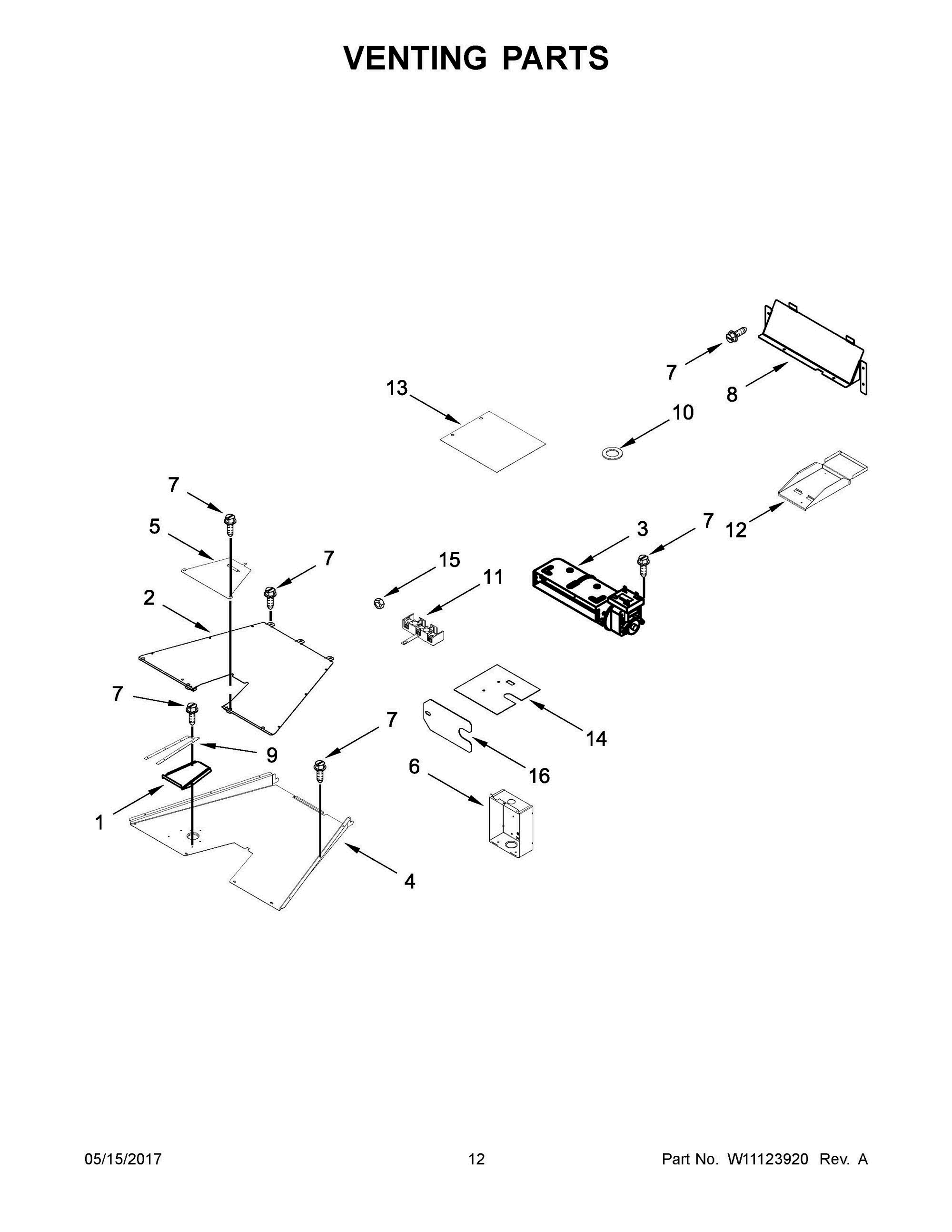 07 - VENTING PARTS Diagram and Parts List for JDRP548WP03  Whirlpool Range