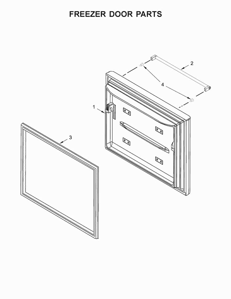 Freezer Door Parts Diagram and Parts List for KRBR102ESS00  KitchenAid Refrigerator