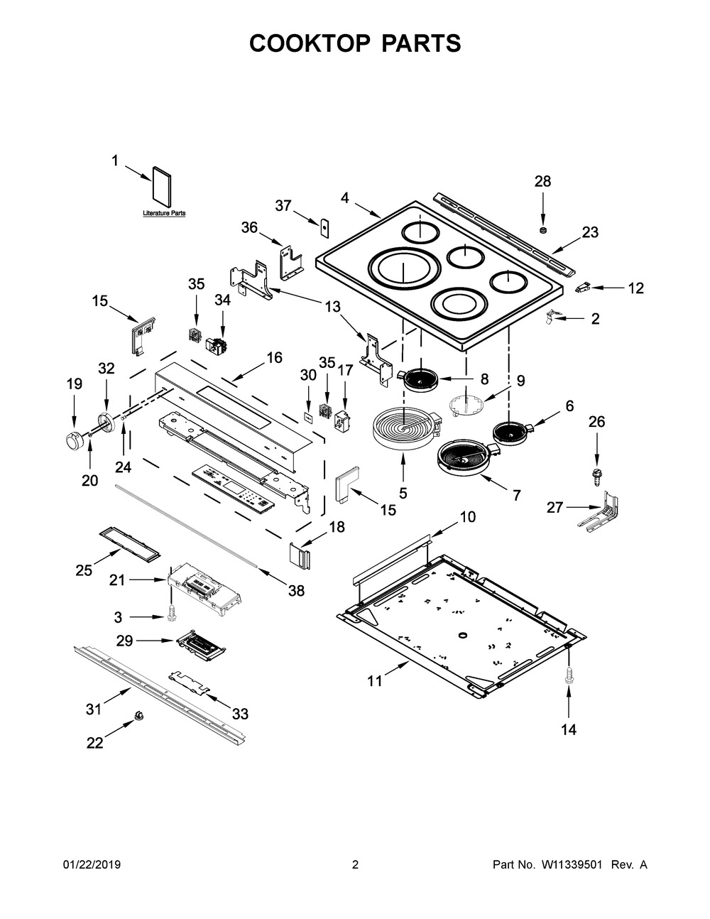 Cooktop Parts Diagram and Parts List for YKSEB900EWH3  Whirlpool Range