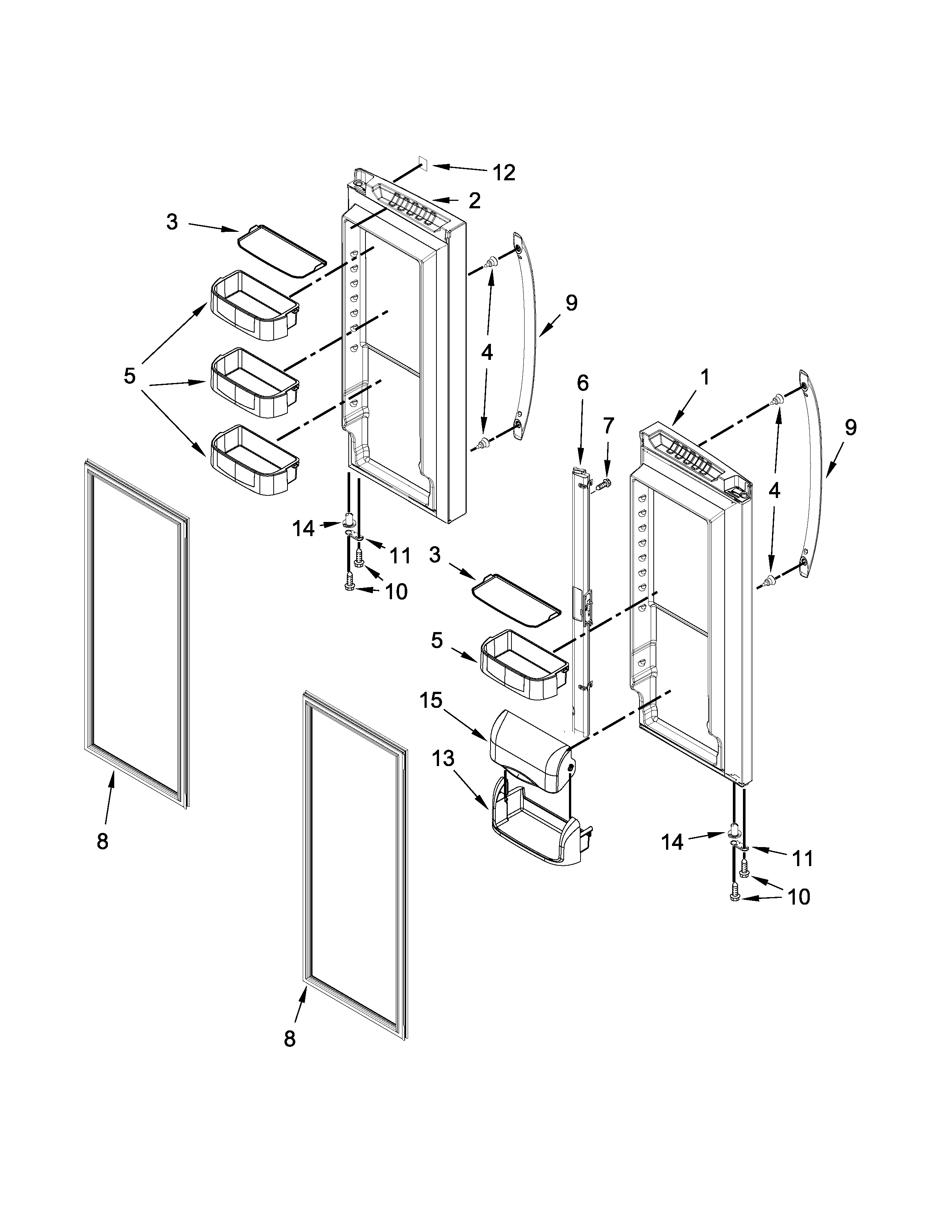 Refrigerator Door Parts Diagram and Parts List for 59679422411  Kenmore Refrigerator