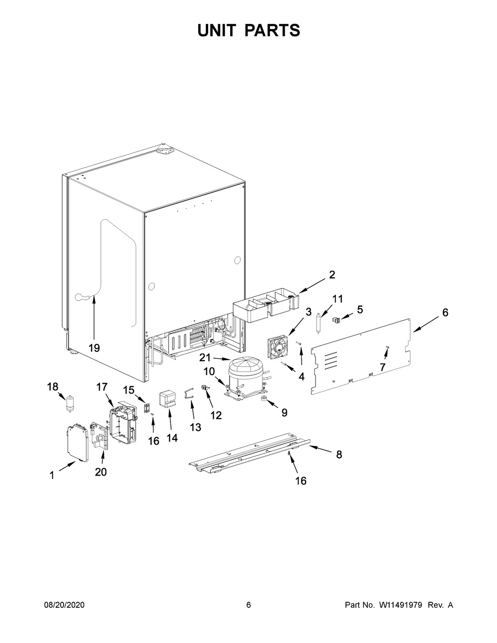 Unit Parts Diagram and Parts List for WUR35X24HZ00  Whirlpool Wine and Beverage Cooler