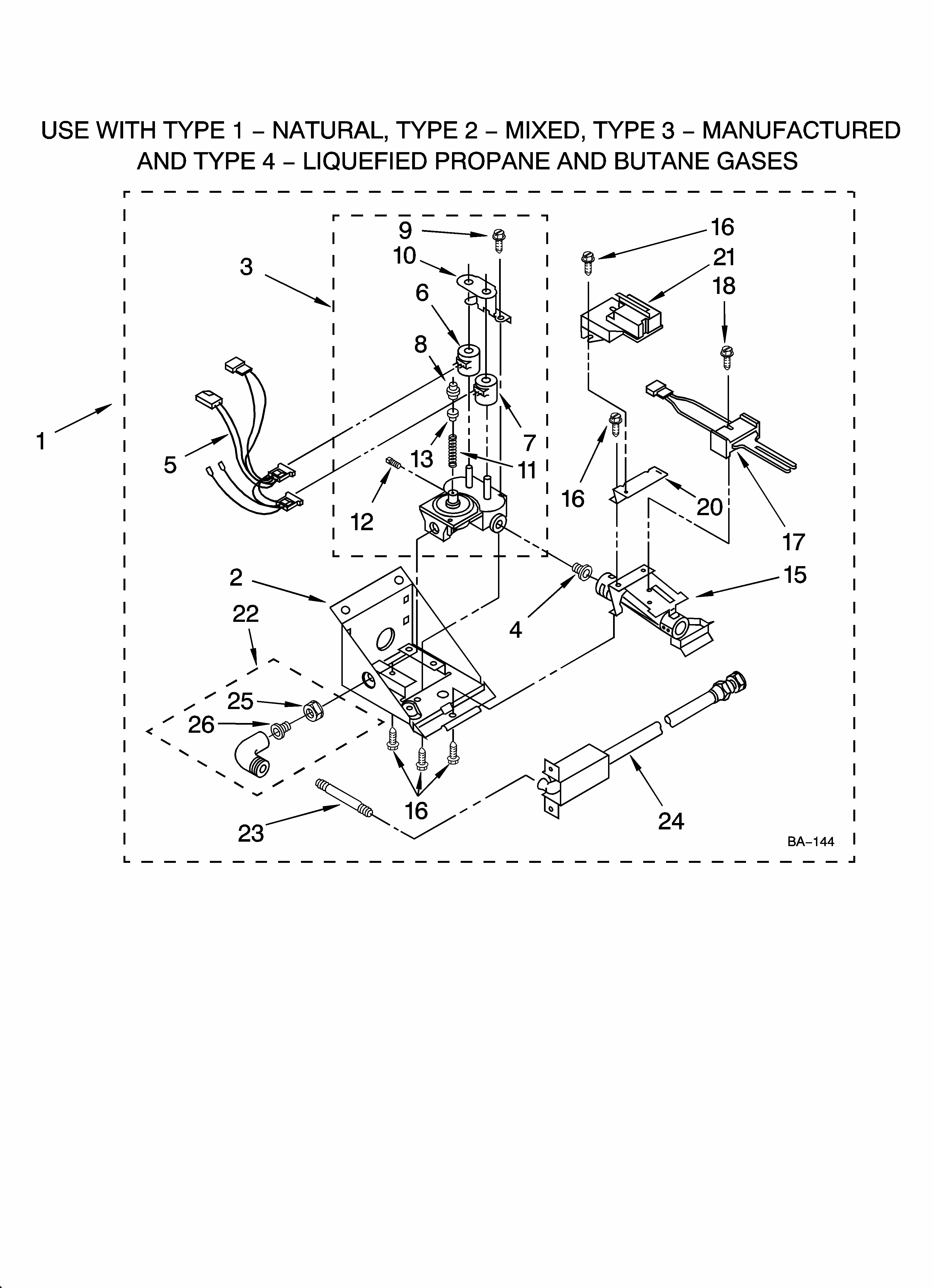 3402856 Burner Assembly Diagram and Parts List for 11098752795  Kenmore Washer Dryer Combo