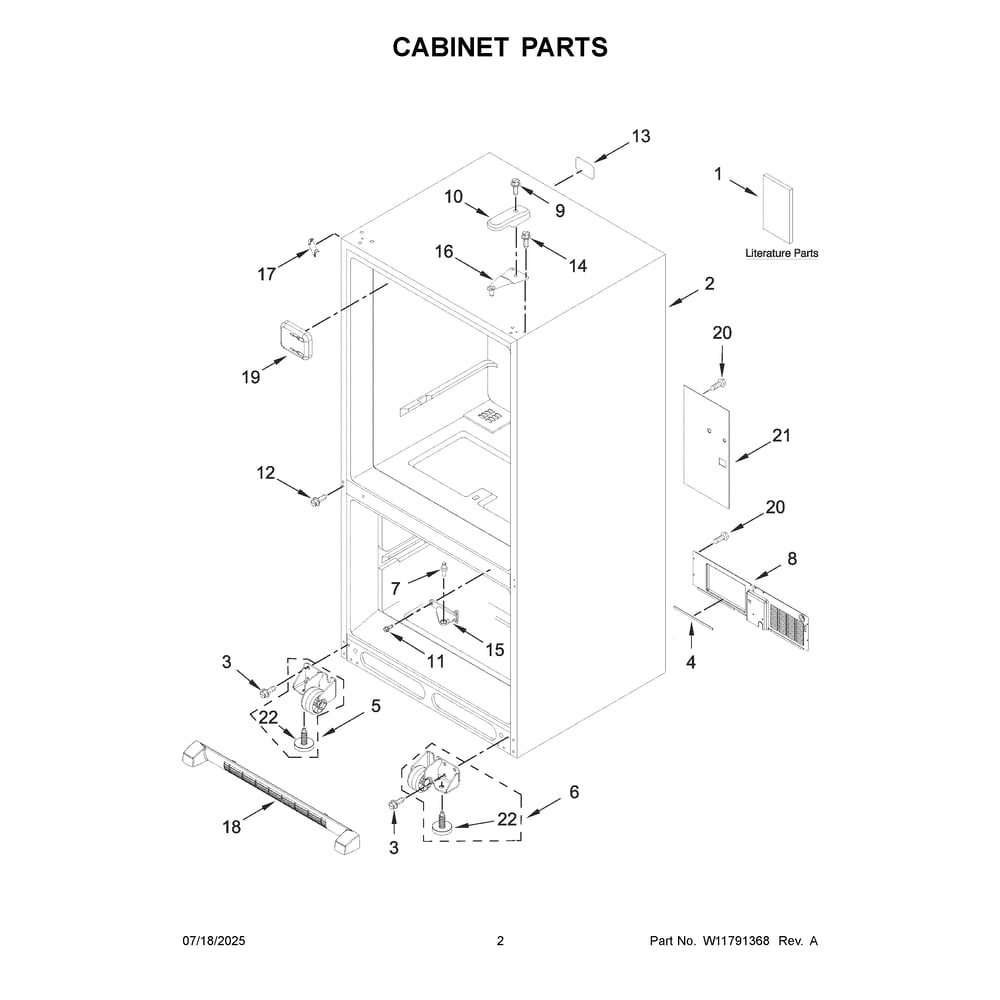Cabinet Parts Diagram and Parts List for KRBL109ESS06  KitchenAid Refrigerator
