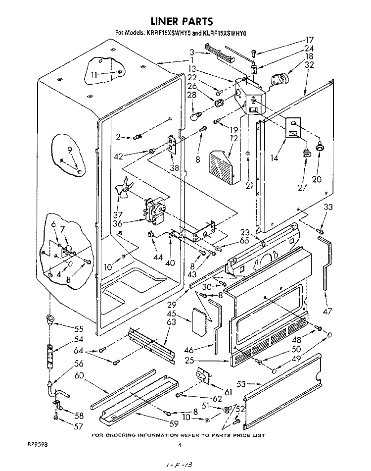 LINER , LIT/OPTIONAL Diagram and Parts List for KRRF15XSWHY0  KitchenAid Refrigerator