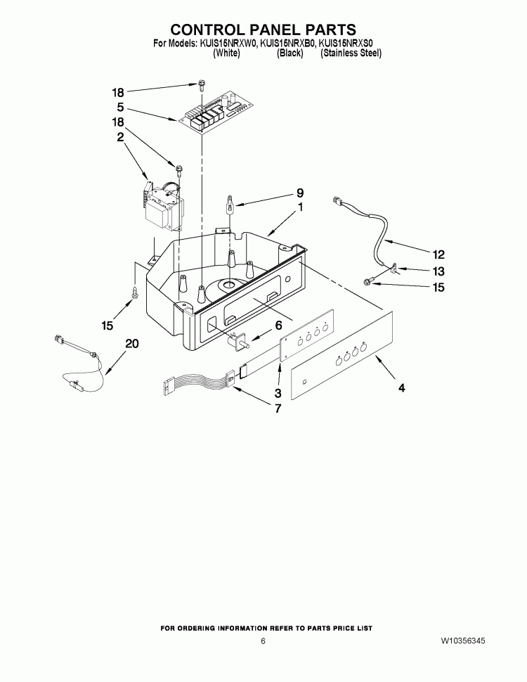 CONTROL PANEL PARTS Diagram and Parts List for KUIS15NRXS0  KitchenAid Ice Maker