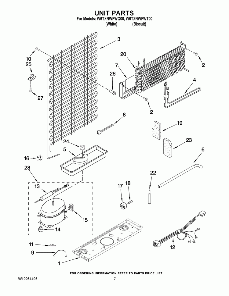 UNIT PARTS Diagram and Parts List for W6TXNWFWQ00  Whirlpool Refrigerator