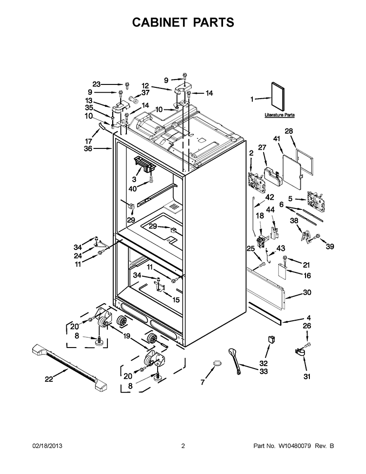 CABINET PARTS Diagram and Parts List for WRF990SLAB00  Whirlpool Refrigerator