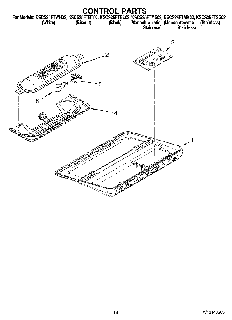 CONTROL PARTS Diagram and Parts List for KSCS25FTSS02  KitchenAid Refrigerator