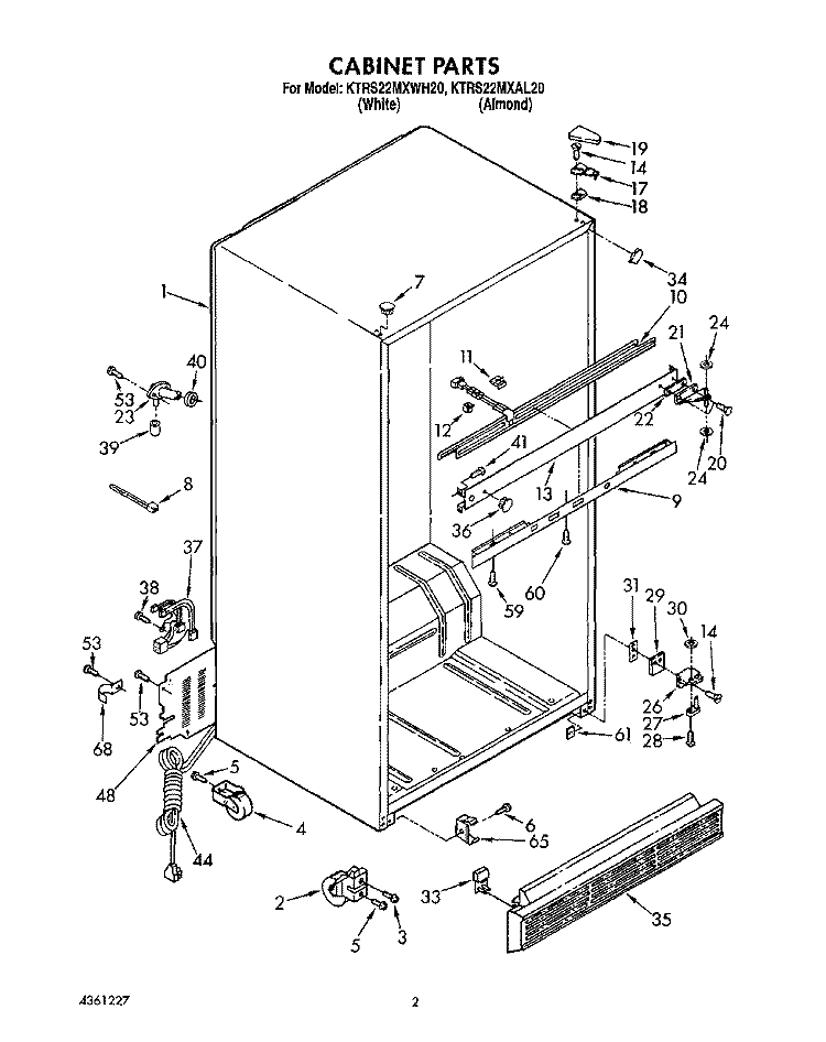 CABINET Diagram and Parts List for KTRS22MXWH20  KitchenAid Refrigerator