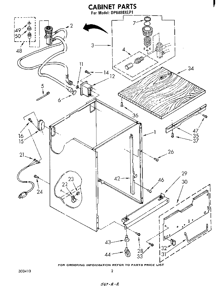 CABINET Diagram and Parts List for DP6880XLP1  Whirlpool Dishwasher