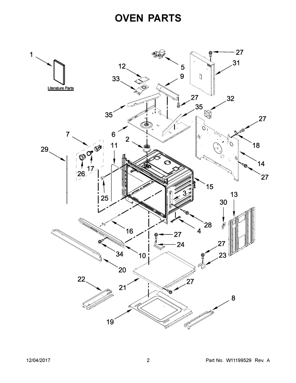 Oven Parts Diagram and Parts List for WOC54EC7HB00  Whirlpool Microwave Oven Combo