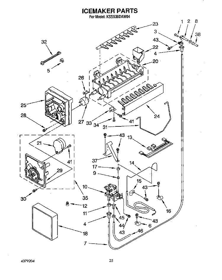 ICEMAKER, LITERATURE/OPTIONAL Diagram and Parts List for KSSS36DAW04  KitchenAid Refrigerator
