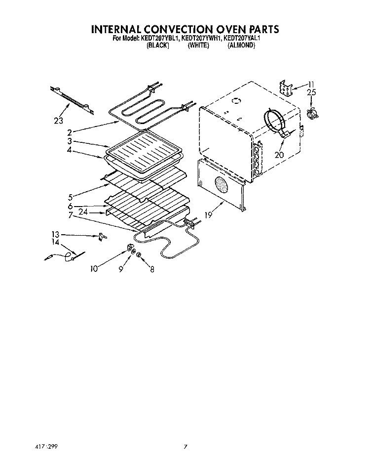 INTERNAL CONVECTION OVEN Diagram and Parts List for KEDT207YBL1  KitchenAid Range