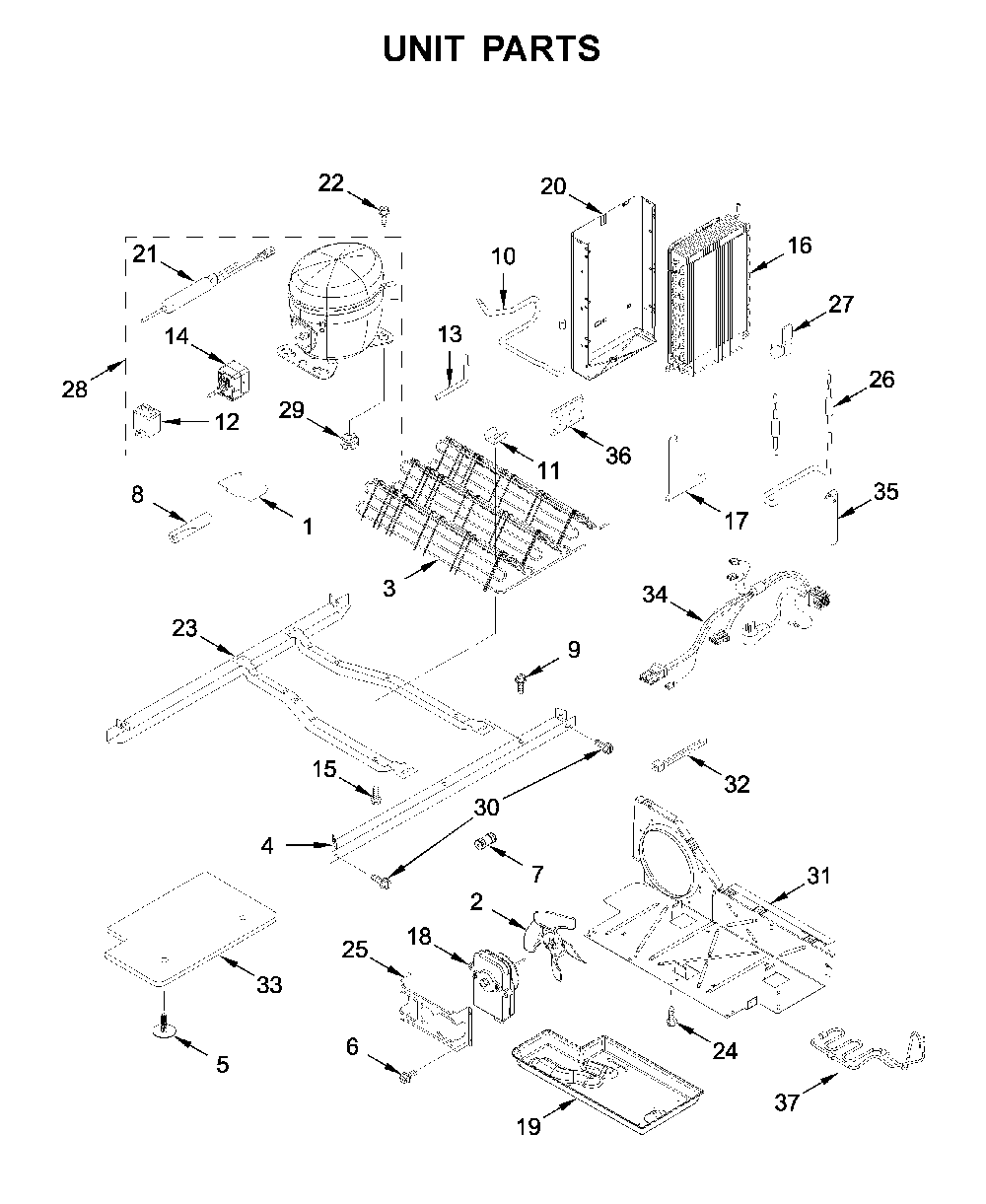 Unit parts Diagram and Parts List for WRS311SDHM04  Whirlpool Refrigerator