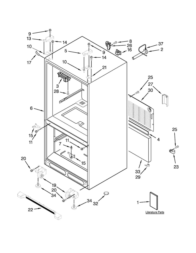 Cabinet Parts Diagram and Parts List for 10672009015  Kenmore Refrigerator