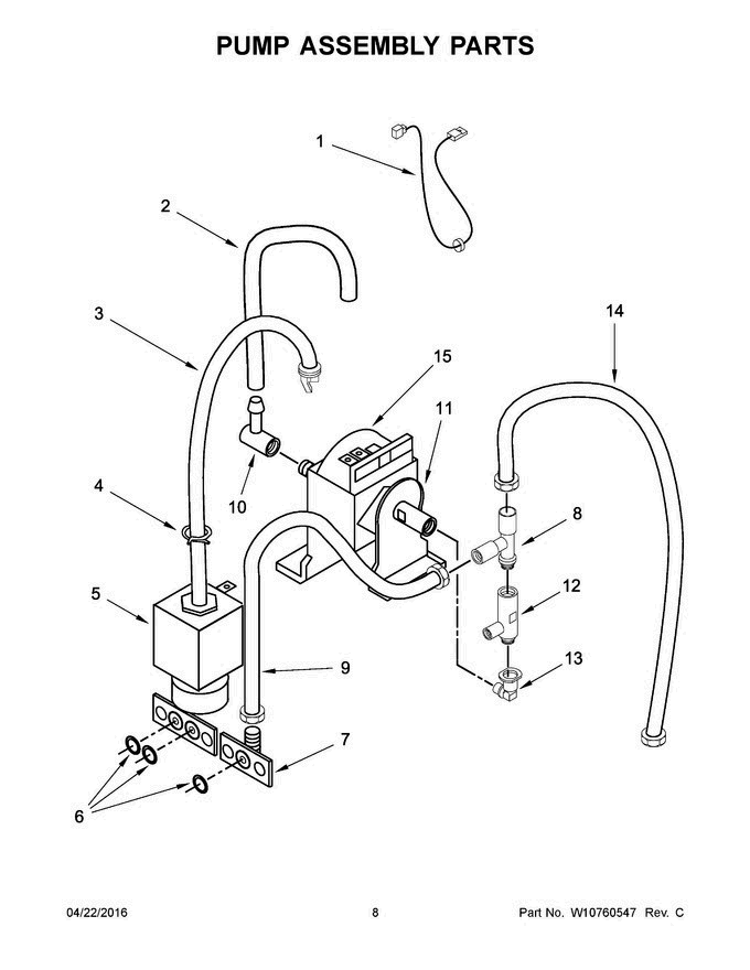 05 - Pump Assembly Parts Diagram and Parts List for KES2102MS0  KitchenAid Coffee Maker
