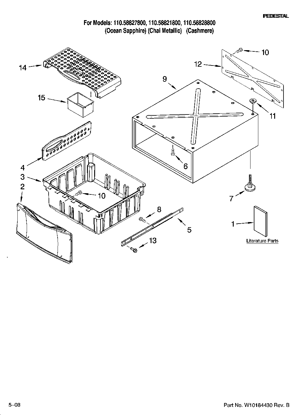 Cabinet Parts Diagram and Parts List for 11058821800  Kenmore Laundry Accessories