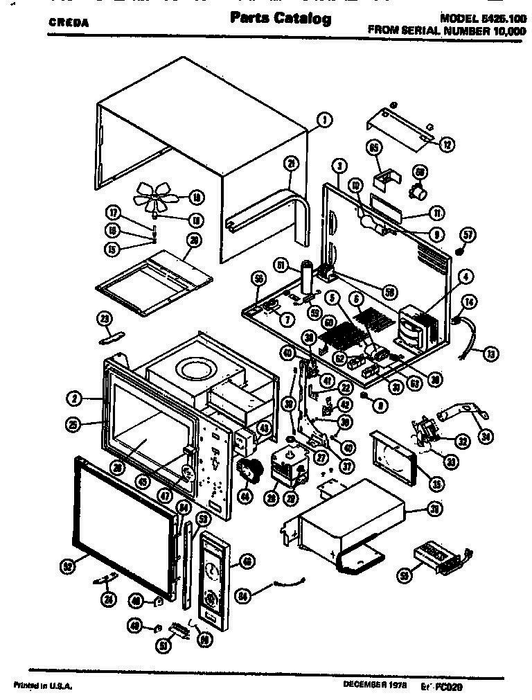 01 - Page 1 Diagram and Parts List for 5425100  Whirlpool Microwave