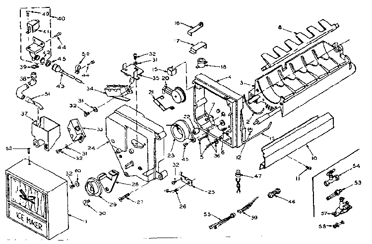 Icemaker Parts Diagram and Parts List for 106W14FIM  Kenmore Refrigerator