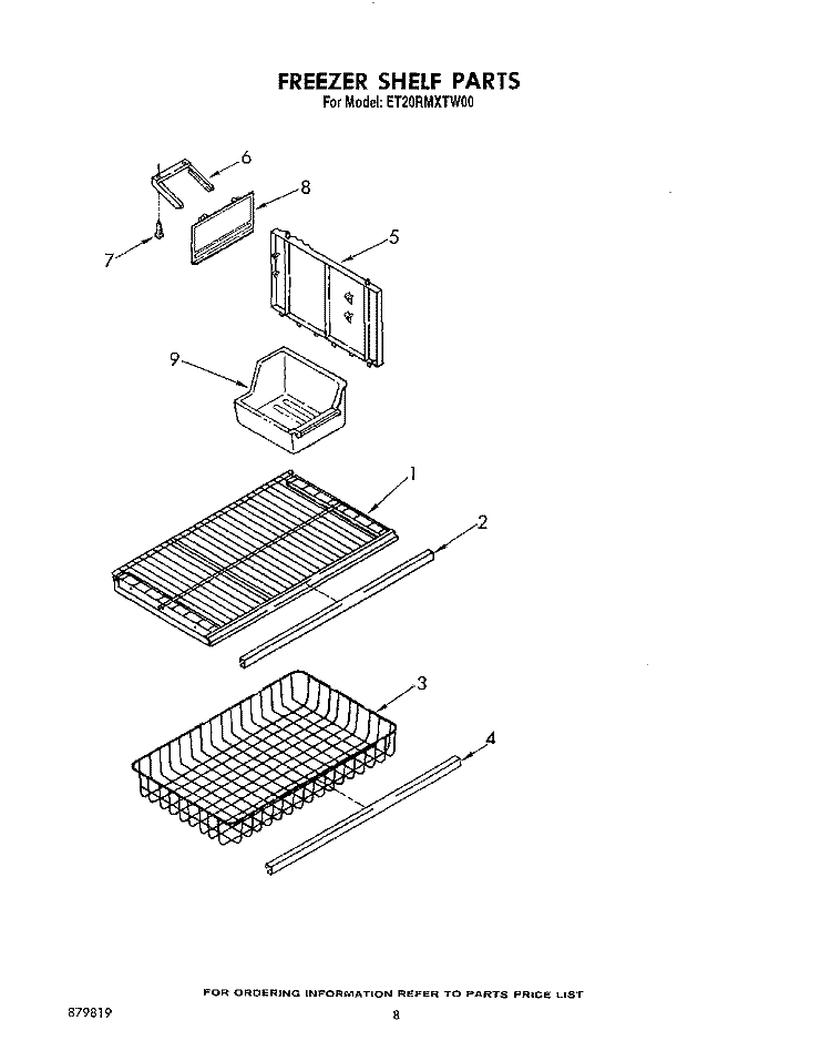 FREEZER SHELF Diagram and Parts List for ET20RMXTF00  Whirlpool Refrigerator