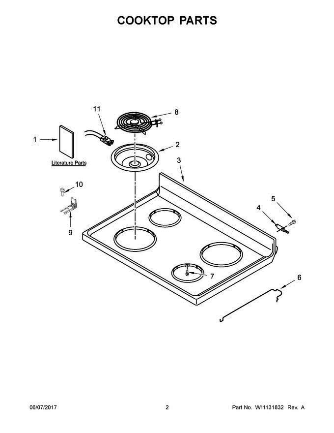 02 - Cooktop Parts Diagram and Parts List for WFC150M0EB1  Whirlpool Range