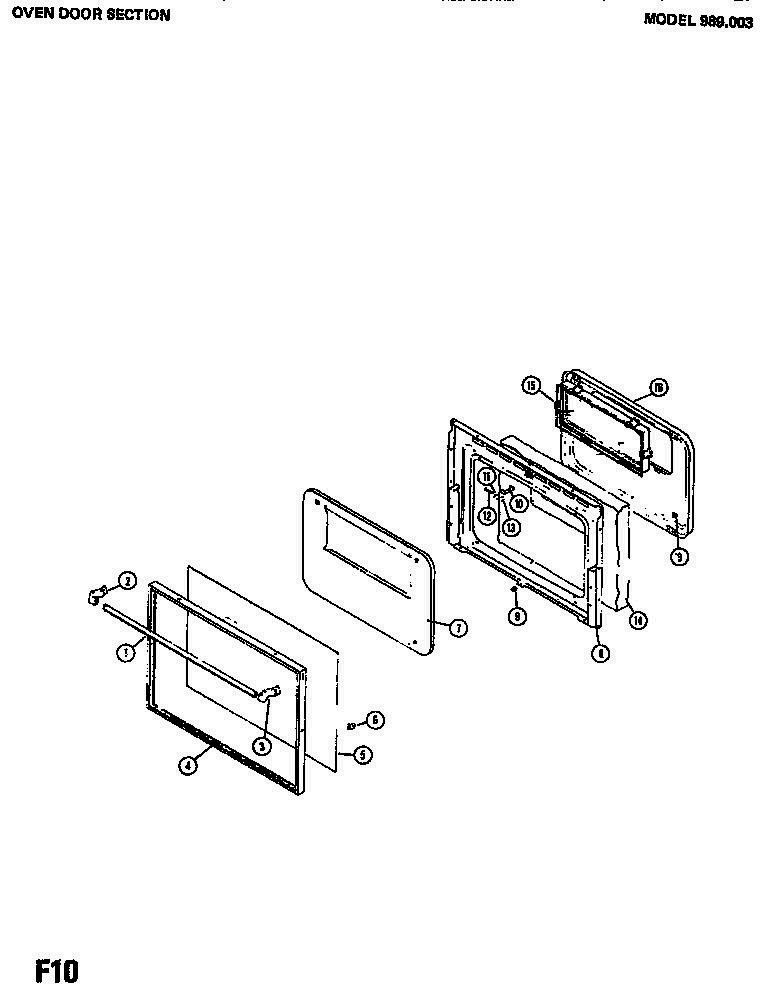 04 - OVEN DOOR SECTION Diagram and Parts List for 989003  Whirlpool Range