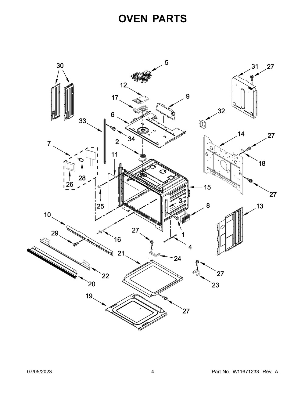 Oven Parts Diagram and Parts List for WOES7030PZ00  Whirlpool Wall Oven