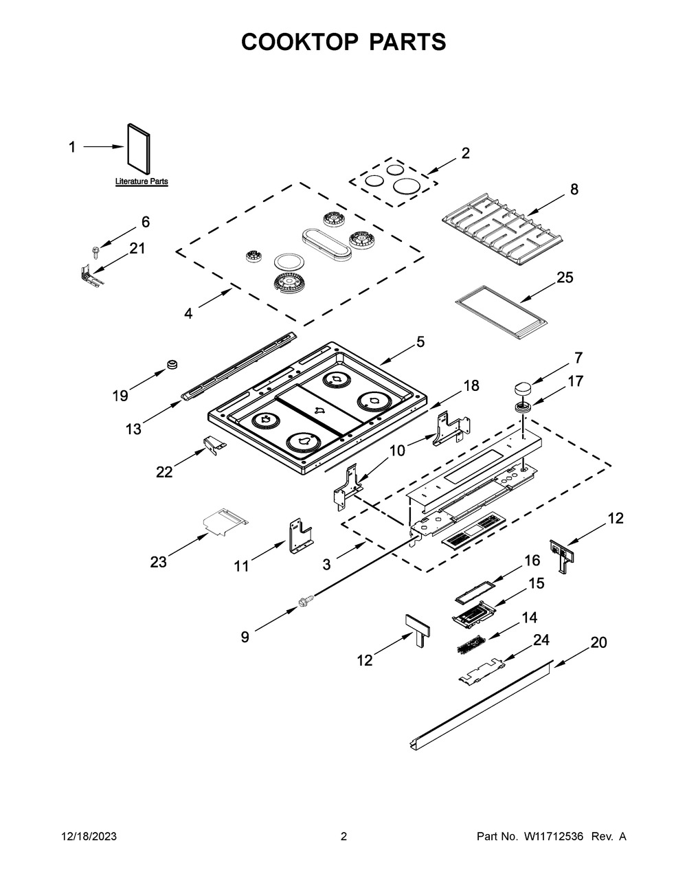 Cooktop Parts Diagram and Parts List for YKSDB900ESS9  KitchenAid Range