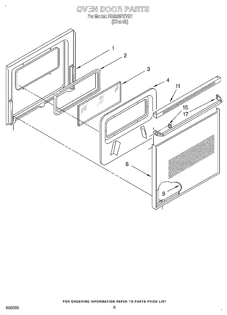 OVEN DOOR, OPTIONAL Diagram and Parts List for RB220PXYB1  Whirlpool Wall Oven