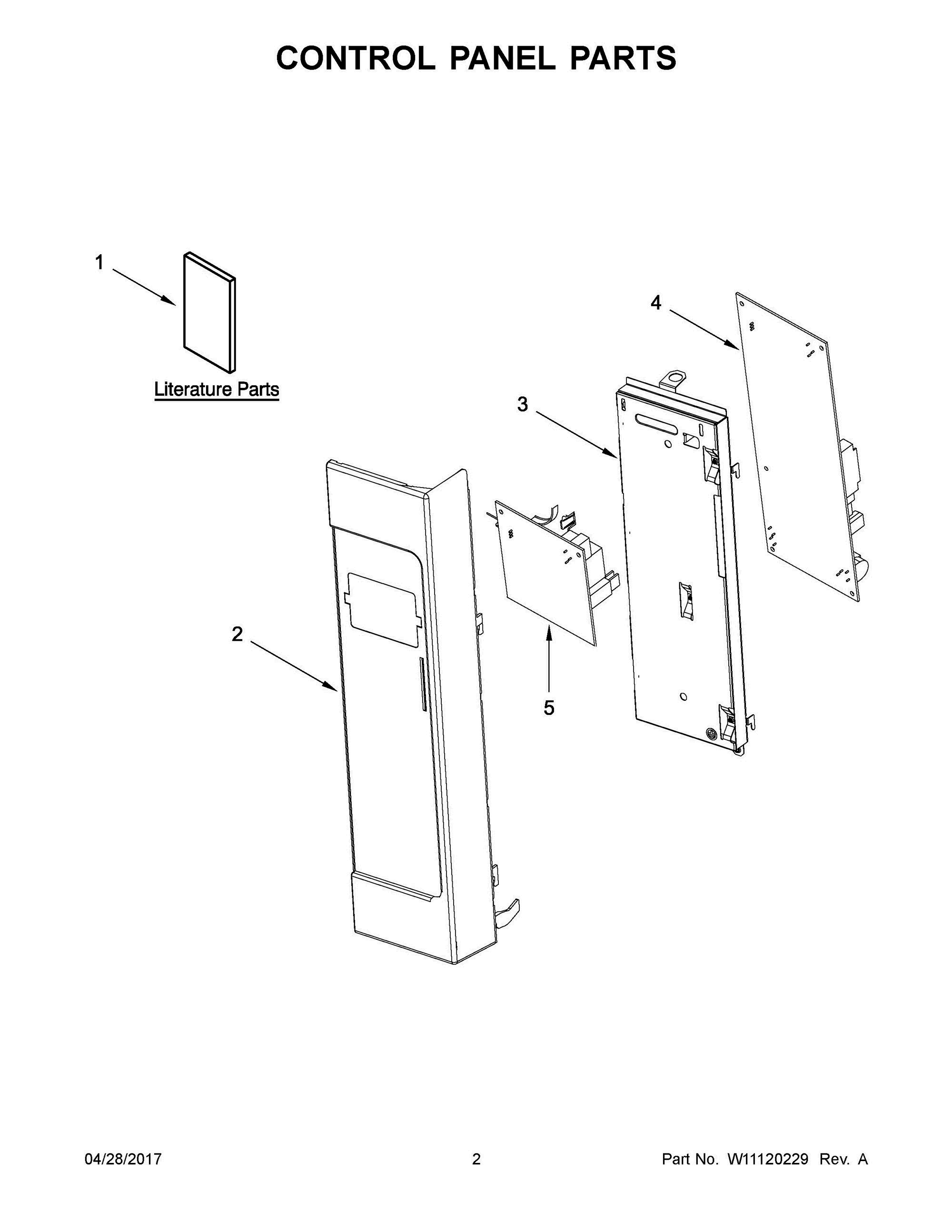 02 - CONTROL PANEL PARTS Diagram and Parts List for YMMV4206FW2  Whirlpool Microwave