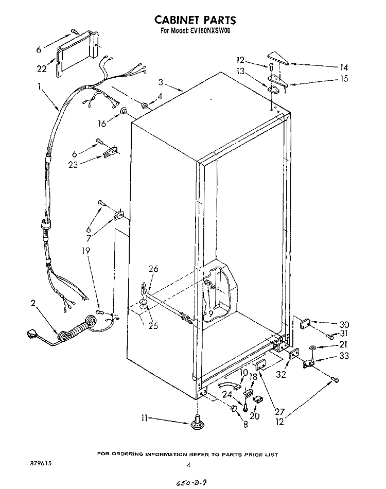 CABINET Diagram and Parts List for EV150NXSW00  Whirlpool Freezer