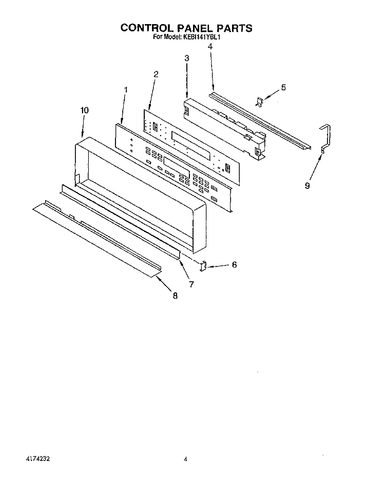 CONTROL PANEL, LITERATURE Diagram and Parts List for KEBI141YBL1  KitchenAid Wall Oven