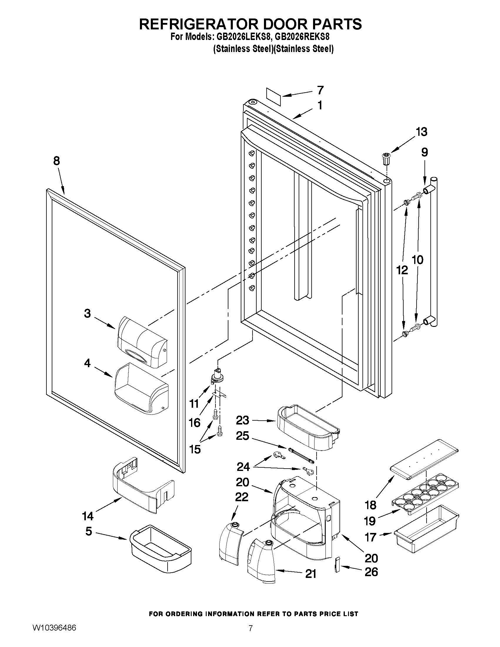 04 - REFRIGERATOR DOOR PARTS Diagram and Parts List for GB2026REKS8  Whirlpool Refrigerator
