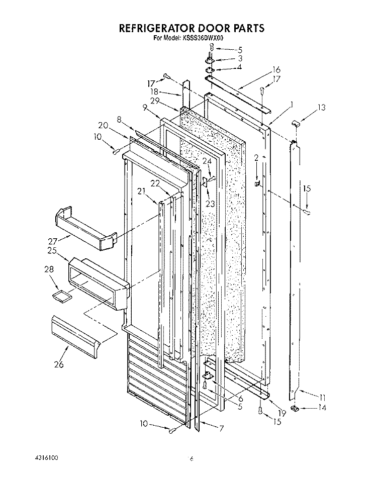 REFRIGERATOR DOOR Diagram and Parts List for KSSS36DWX00  KitchenAid Refrigerator