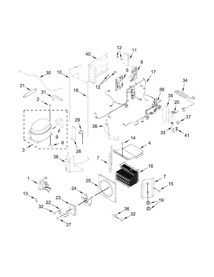 Upper Unit Parts Diagram and Parts List for KBFN402EPA00  KitchenAid Refrigerator