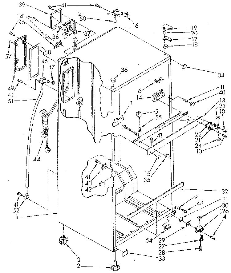 Cabinet Diagram and Parts List for ET16JKXSN02  Whirlpool Refrigerator