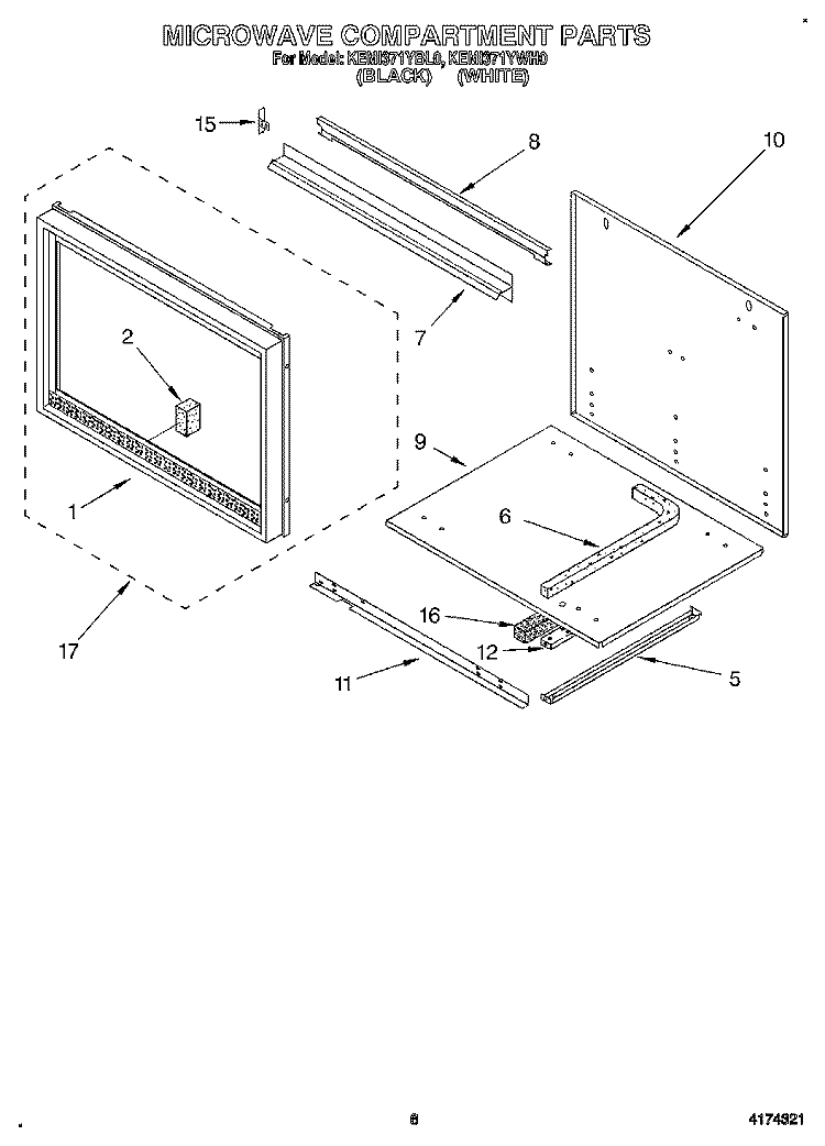 MICROWAVE COMPARTMENT Diagram and Parts List for KEMI371YBL0  KitchenAid Wall Oven