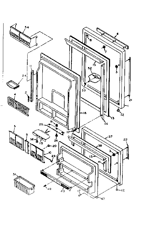 Refrigerator Door Parts Diagram and Parts List for 106U16G1  Kenmore Refrigerator