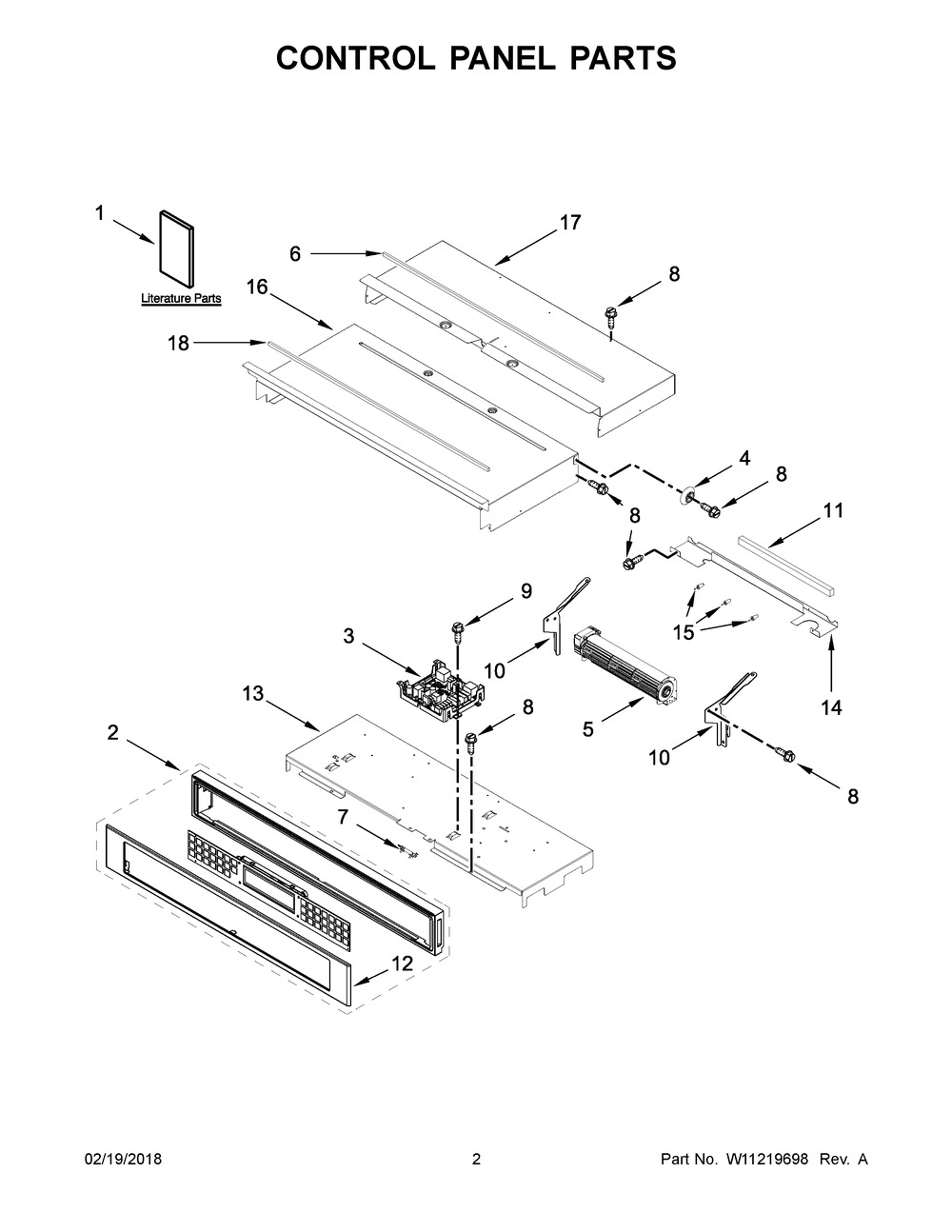 Control Panel Parts Diagram and Parts List for KODE307ESS03  Whirlpool Wall Oven