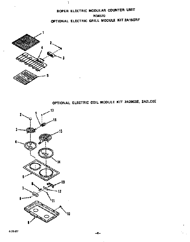 ^electric Grill Diagram and Parts List for N3457*0  Roper Range