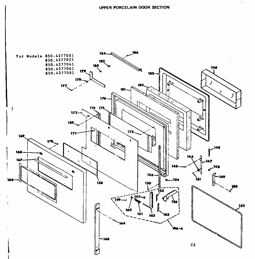 Upper Porcelain Door Section Diagram and Parts List for 8504277081  Kenmore Range